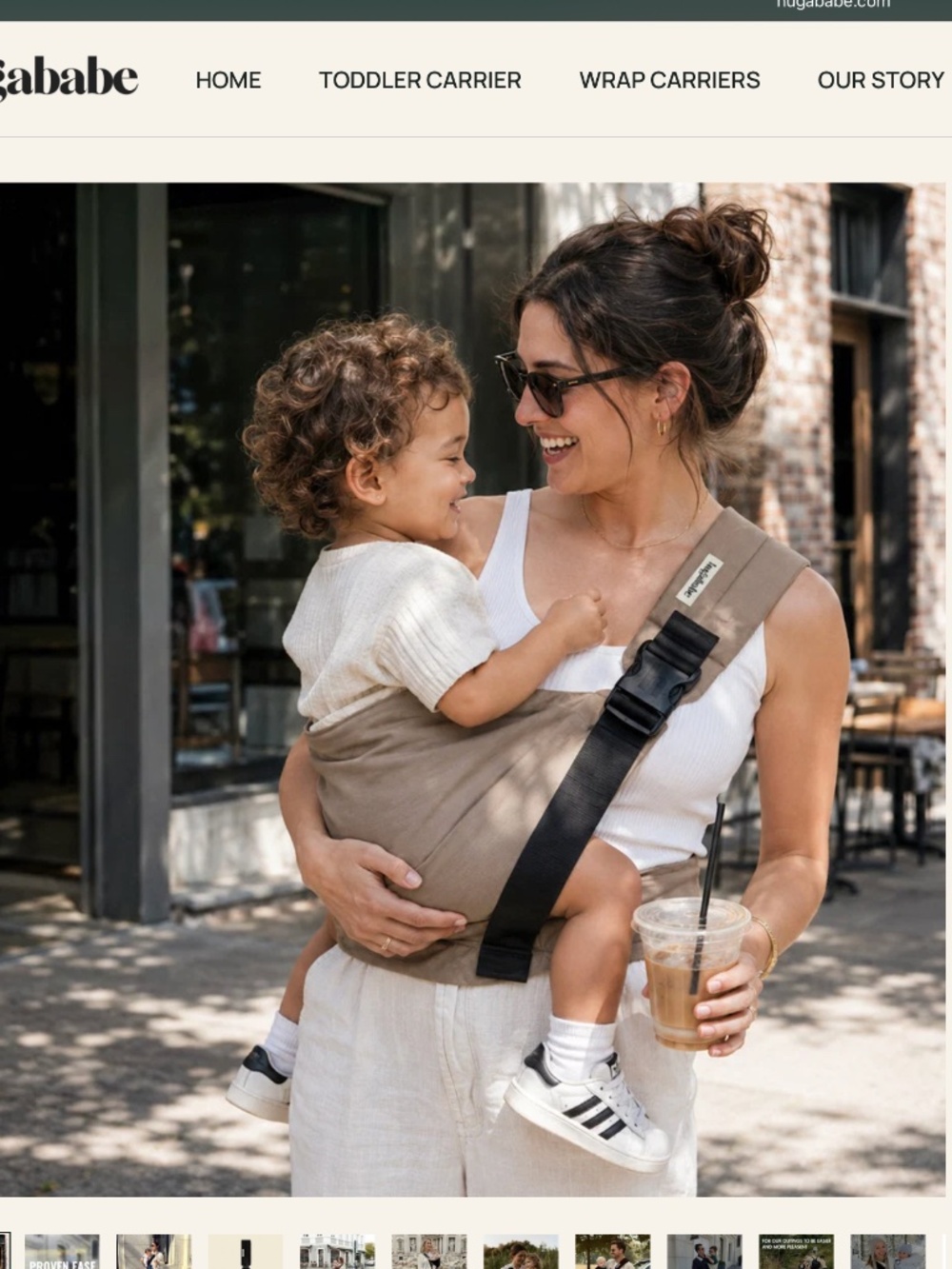 Hugababe Toddler Carrier in Tan Coffee Colorway O/S